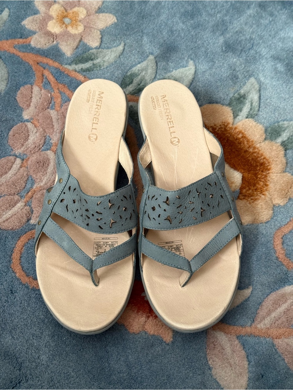 Merrell Women's Blue Leather Slide Sandals
